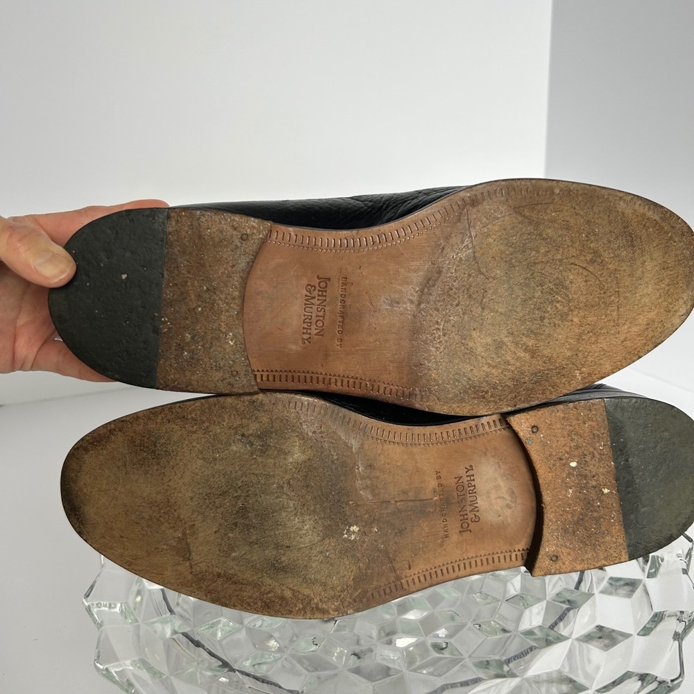 Johnston & Murphy Handcrafted Leather Tassel Loafers Black Made‎ in Italy 10.5M - Picture 4 of 7